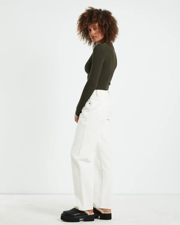 Sale SUBTITLED Amelia Choker Long Sleeve Top Khaki Green