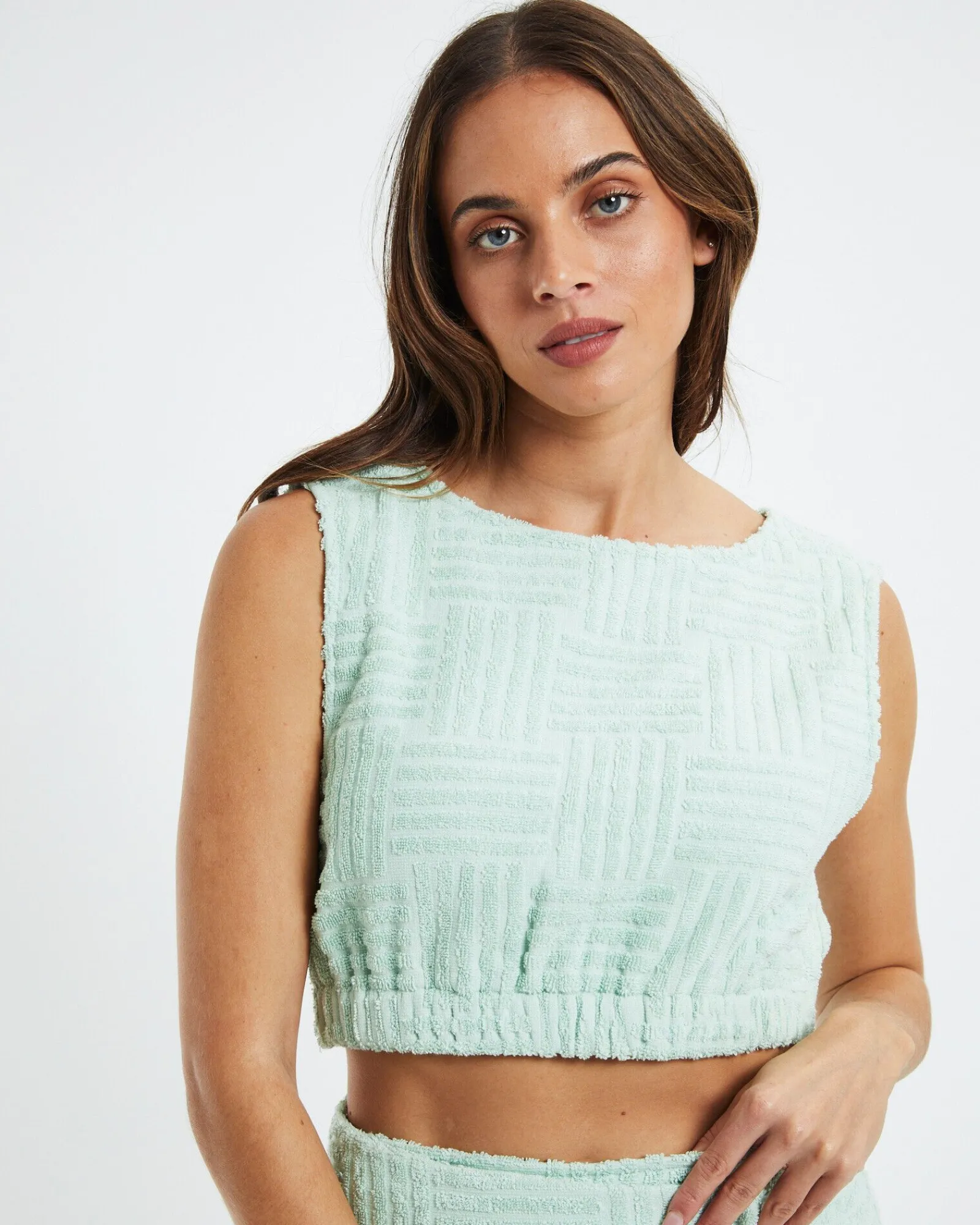ashby_terry_towelling_cro_0.webp Shop SUBTITLED Ashby Terry Towelling Crop Top Green