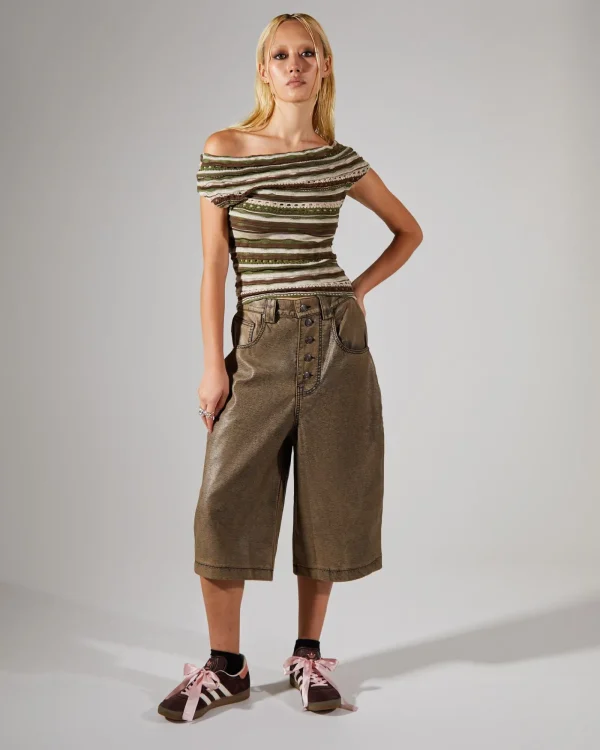 New JADED LONDON Asymmetric Top Ruffle Knit
