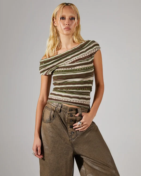 New JADED LONDON Asymmetric Top Ruffle Knit