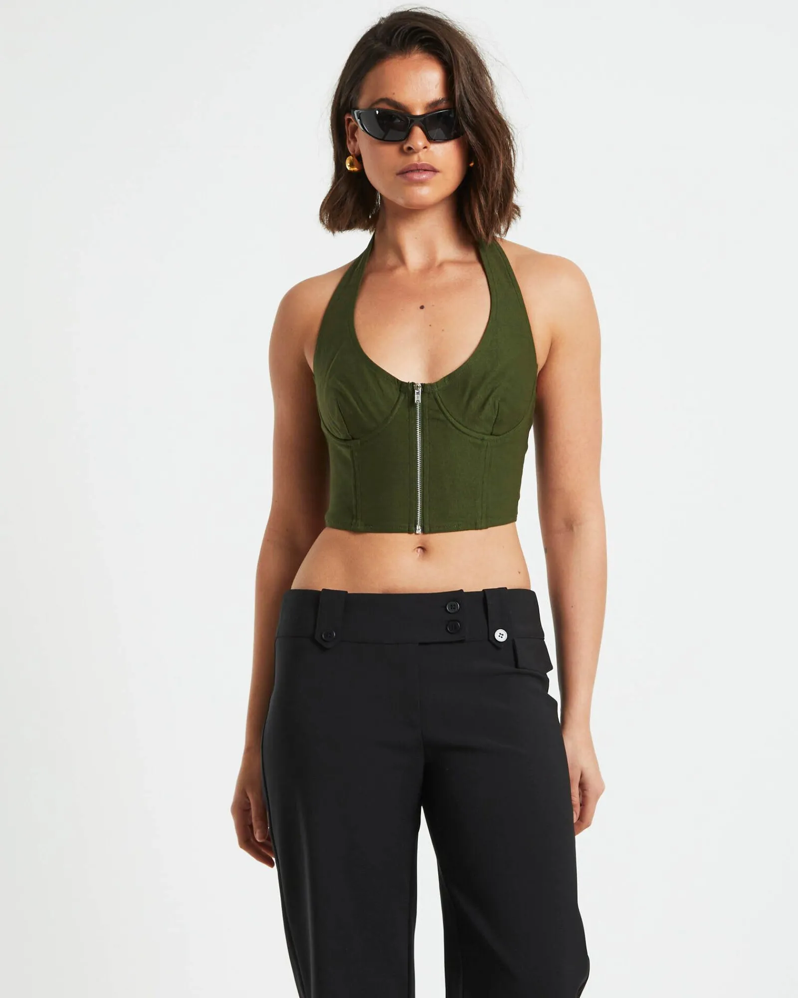 athena_zip_front_halter_n_0.webp Outlet NEON HART Athena Zip Front Halter Neck Corset In Khaki Green
