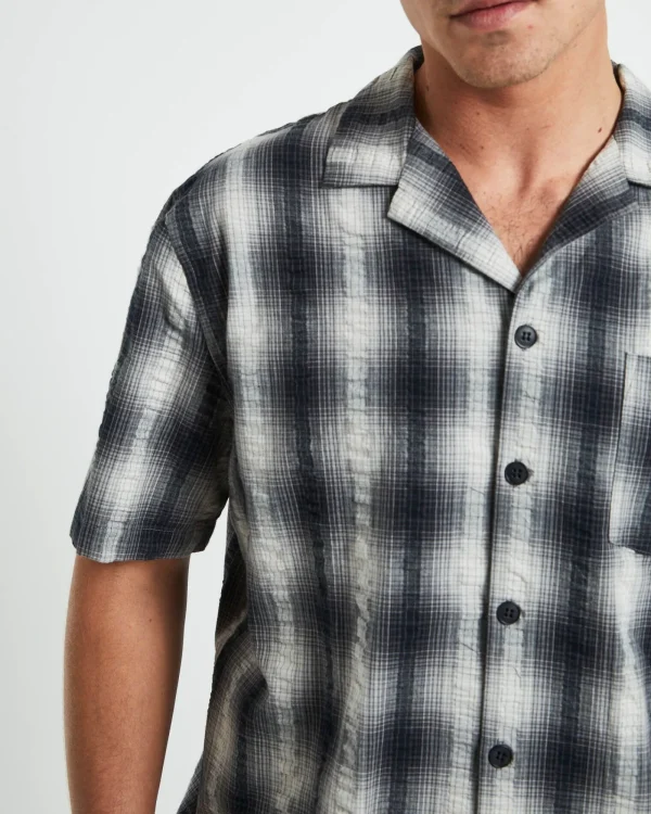 Store BLACK NOISE WHITE RAIN Aura Check Short Sleeve Shirt In Hombre Grey
