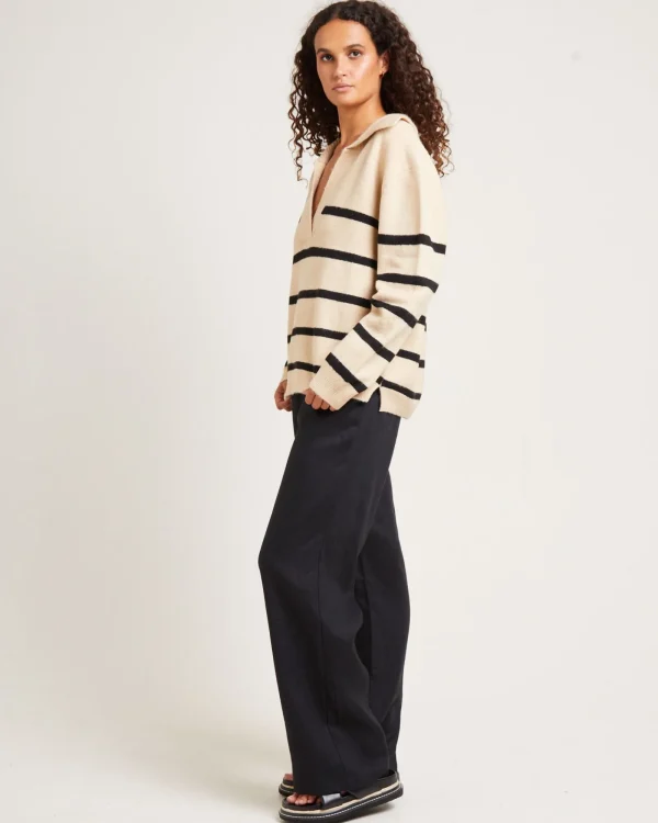 Shop SUBTITLED Avari Knit Lounge Polo Jumper Oat