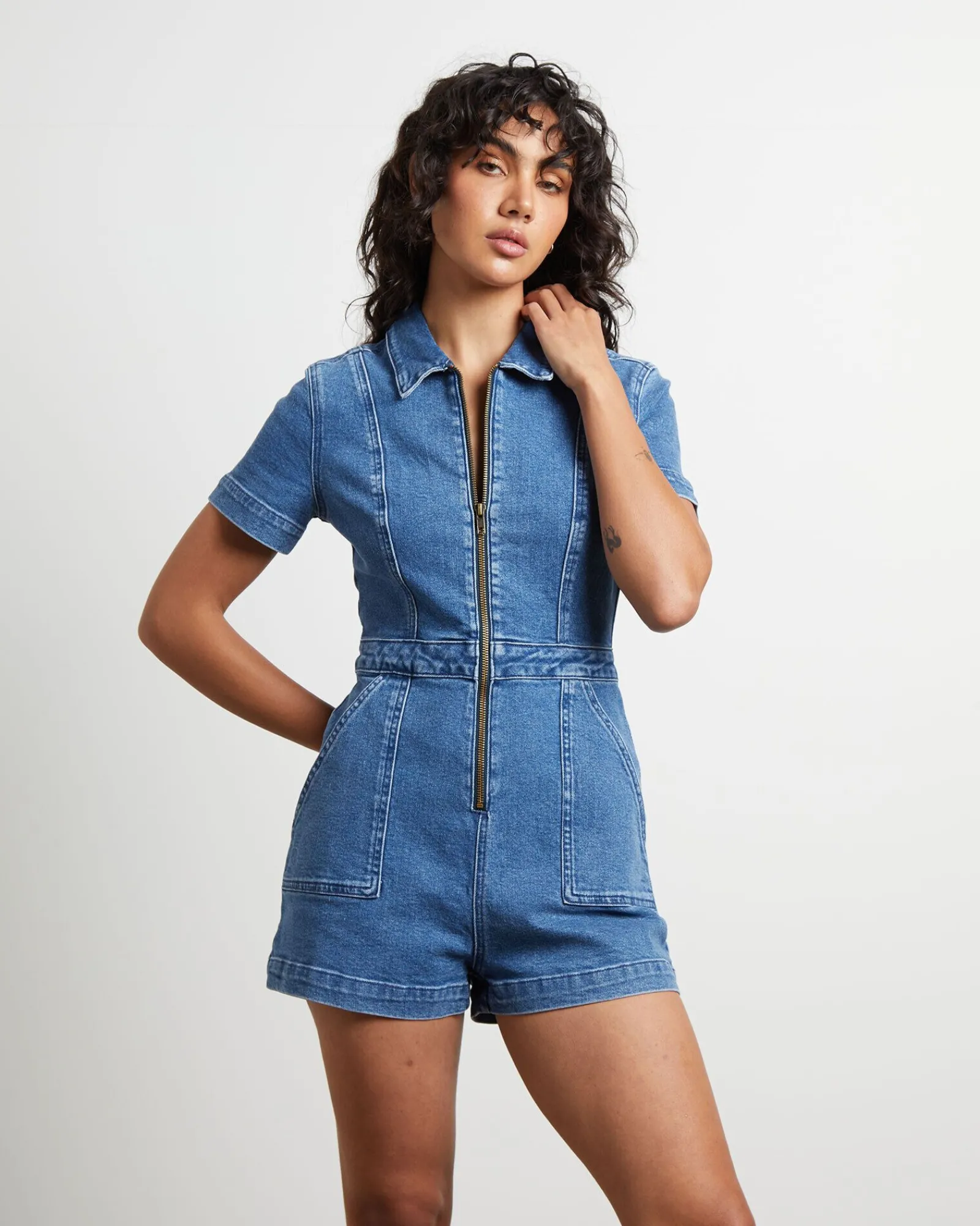 avianna_denim_boilersuit__2.webp Outlet INSIGHT Avianna Denim Boilersuit In Mid 90'S Blue