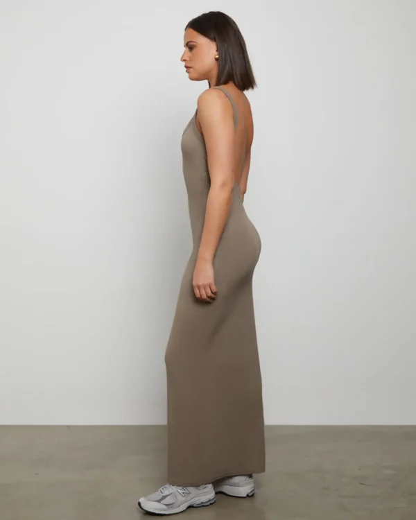 Fashion GENERAL PANTS CO. BASICS Backless Midi Dress In Brown