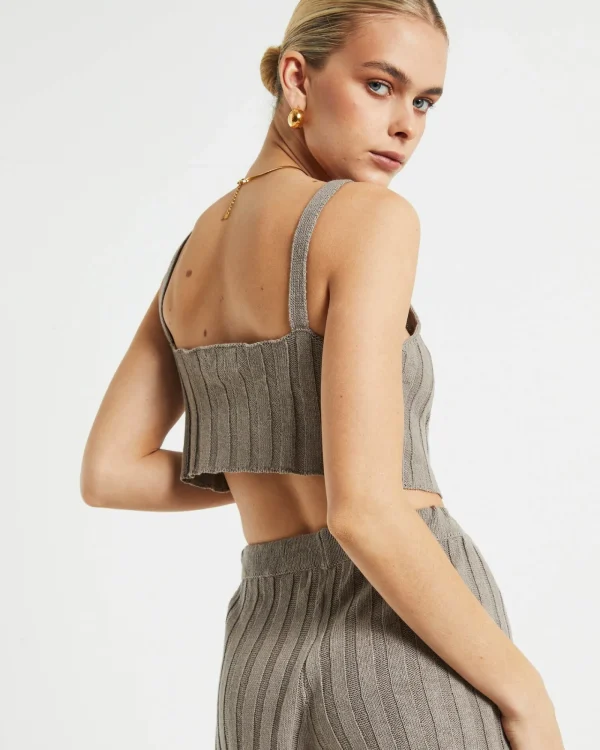 Shop SUBTITLED Bambi Knit Tank Top In Mushroom