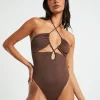 Cheap SUBTITLED Bandeau One Piece In Coffee Brown