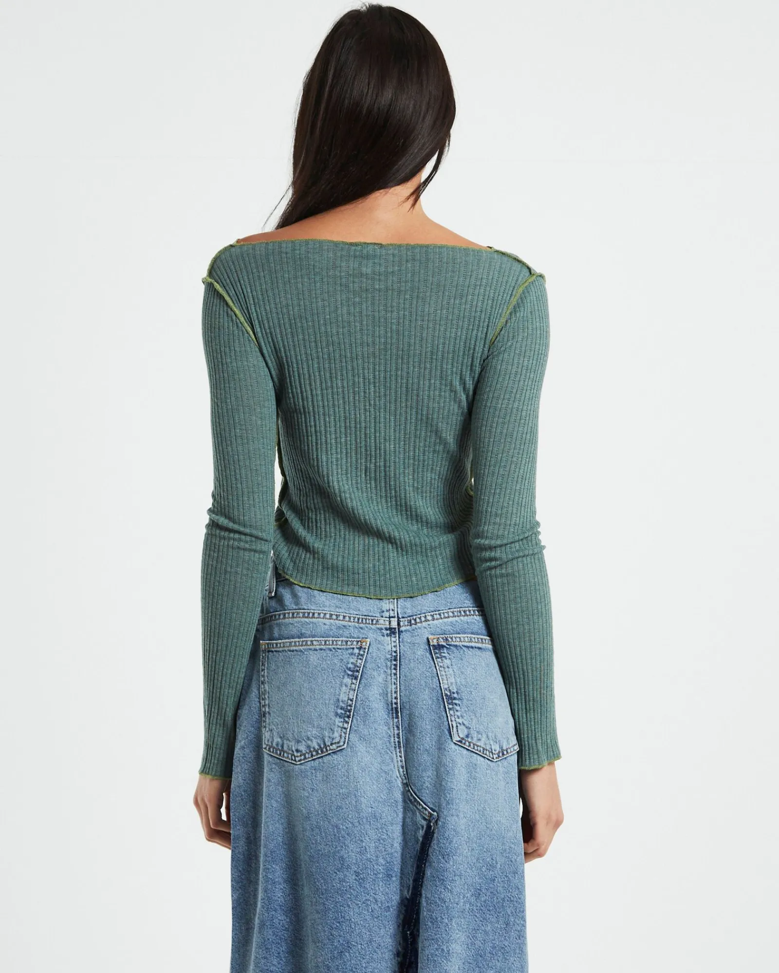 bdg_cut_out_long_sleeve_t_1.webp Cheap BDG URBAN OUTFITTERS Bdg Cut Out Long Sleeve Top Green