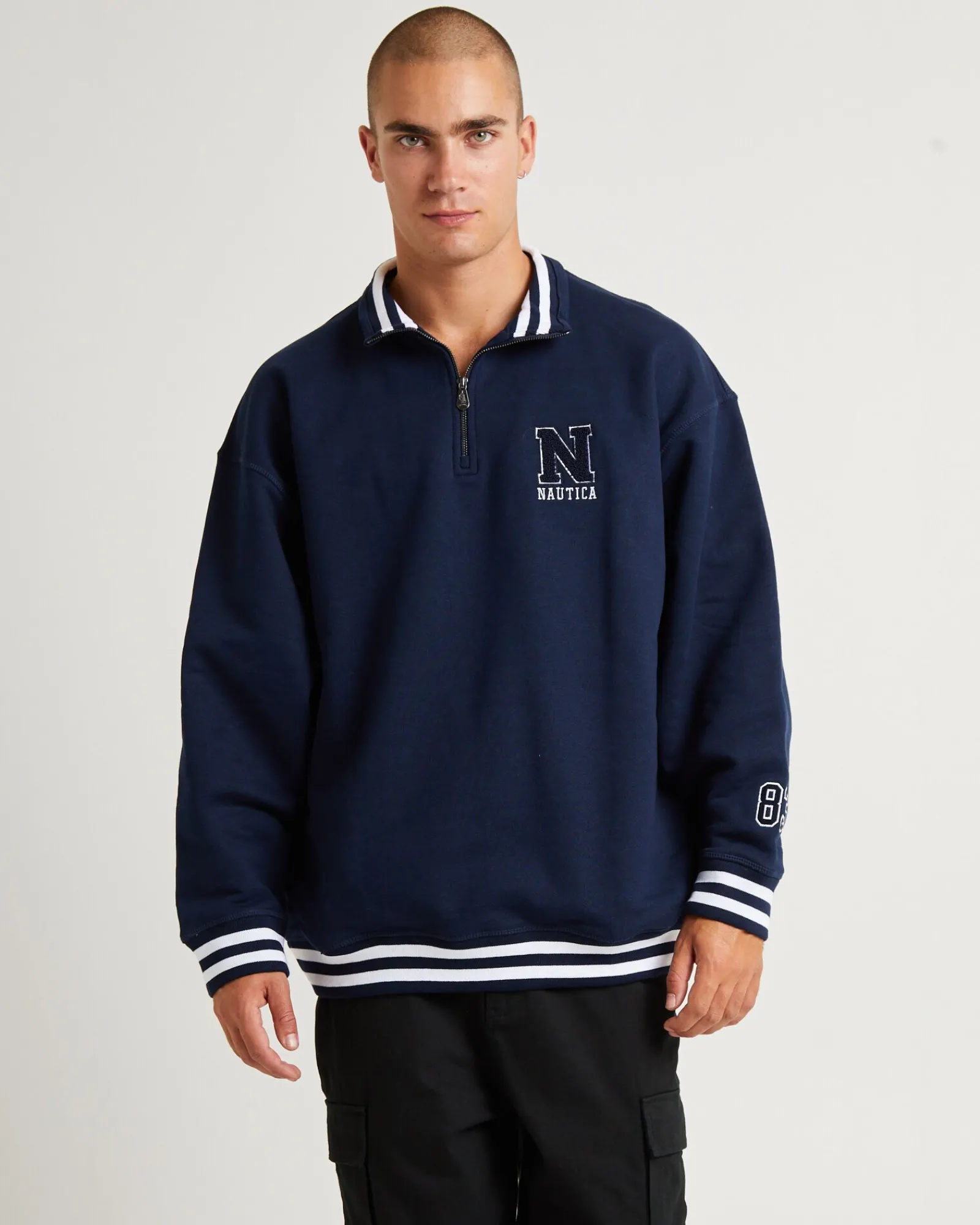 beta__zip_top_dark_navy_3.webp Online NAUTICA Beta 1/4 Zip Top Dark Navy