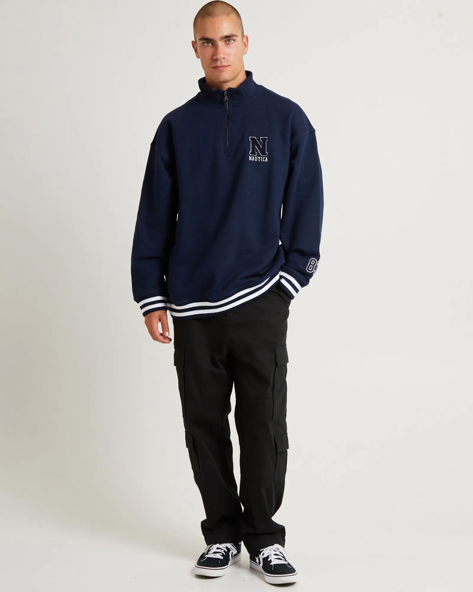 beta__zip_top_dark_navy_4.webp Online NAUTICA Beta 1/4 Zip Top Dark Navy