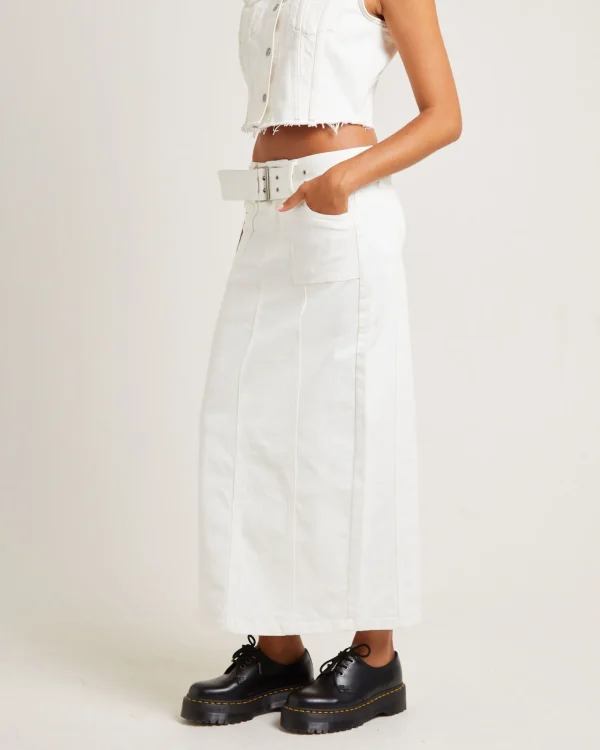 Best INSIGHT Billy Denim Maxi Skirt Vintage White