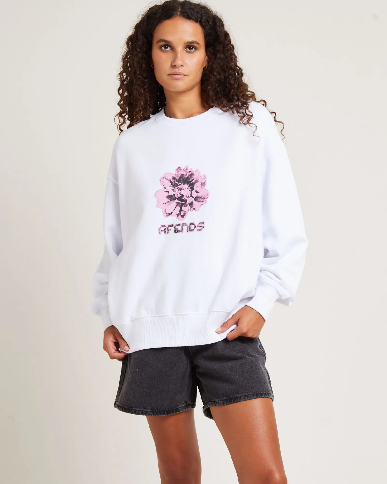 bloom_recycled_crew_neck__0.webp Clearance AFENDS Bloom Recycled Crew Neck Jumper White