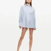 Shop LIONESS Boyfriend Long Sleeve Shirt In Blue Stripe