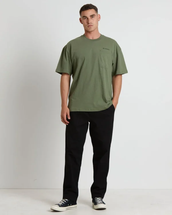 New COLUMBIA Break It Down Short Sleeve T-Shirt In Moss Stone Green
