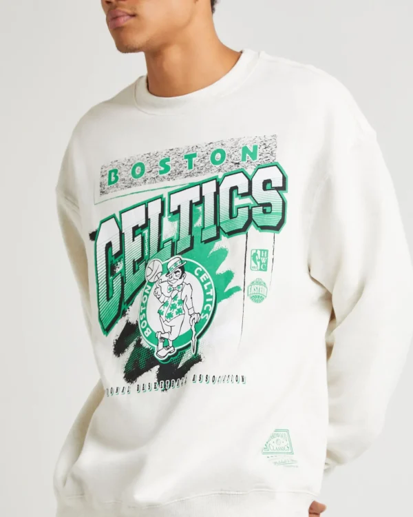 Store MITCHELL & NESS Brush Off 2.0 Celtics Crew White Marle
