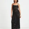 Store SUBTITLED Calypso Crochet Midi Dress In Black