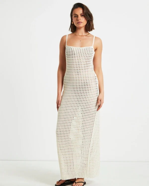 Outlet SUBTITLED Calypso Crochet Midi Dress In Oat