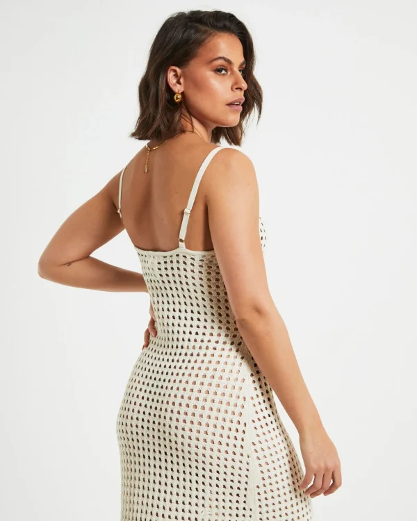 Outlet SUBTITLED Calypso Crochet Midi Dress In Oat