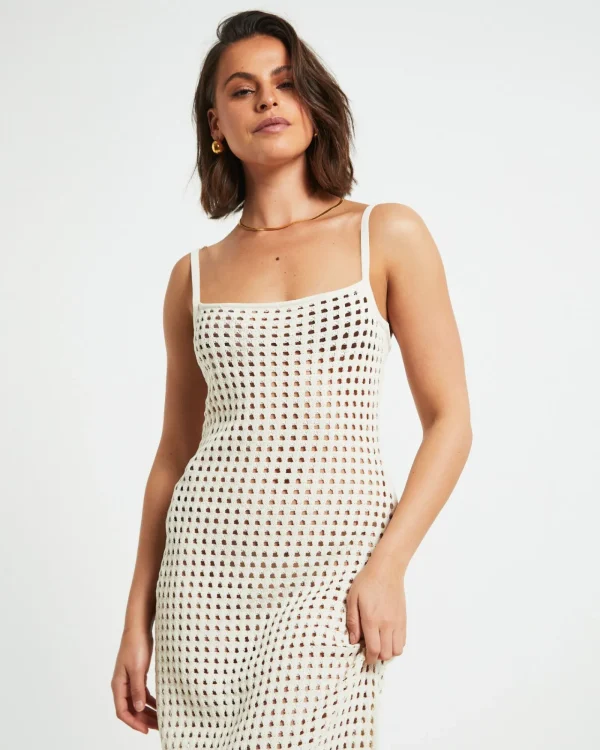 Outlet SUBTITLED Calypso Crochet Midi Dress In Oat