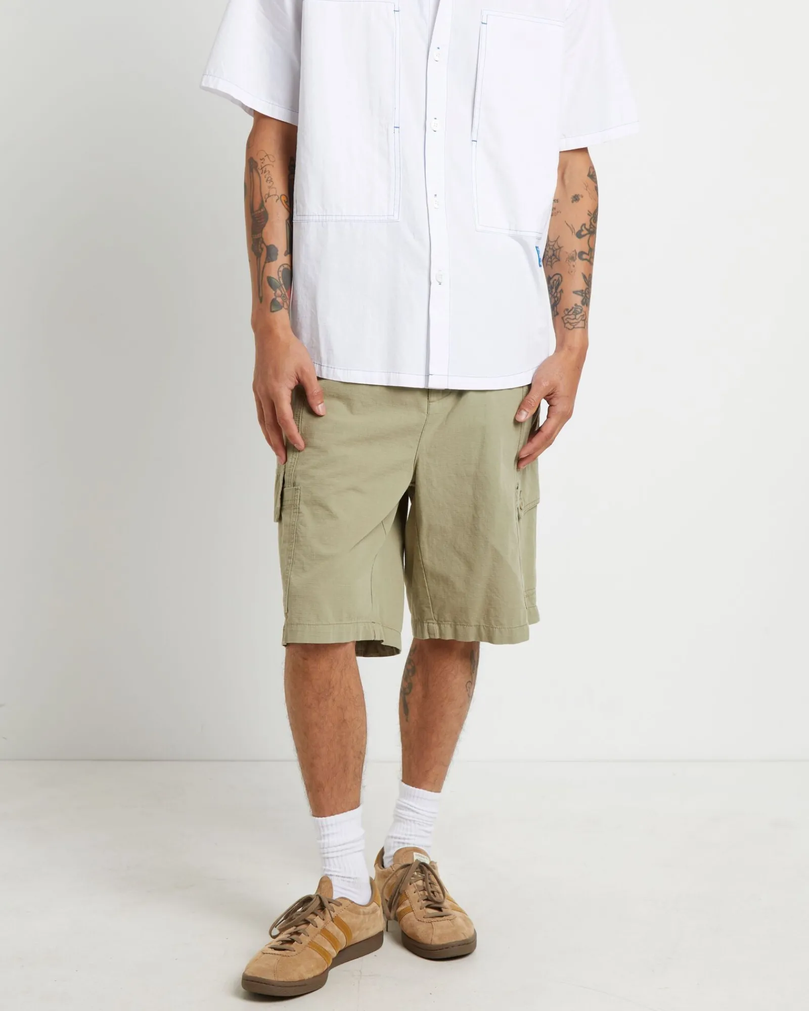 cargo_shorts_in_sage_0.webp Cheap LARRIET Cargo Shorts In Sage