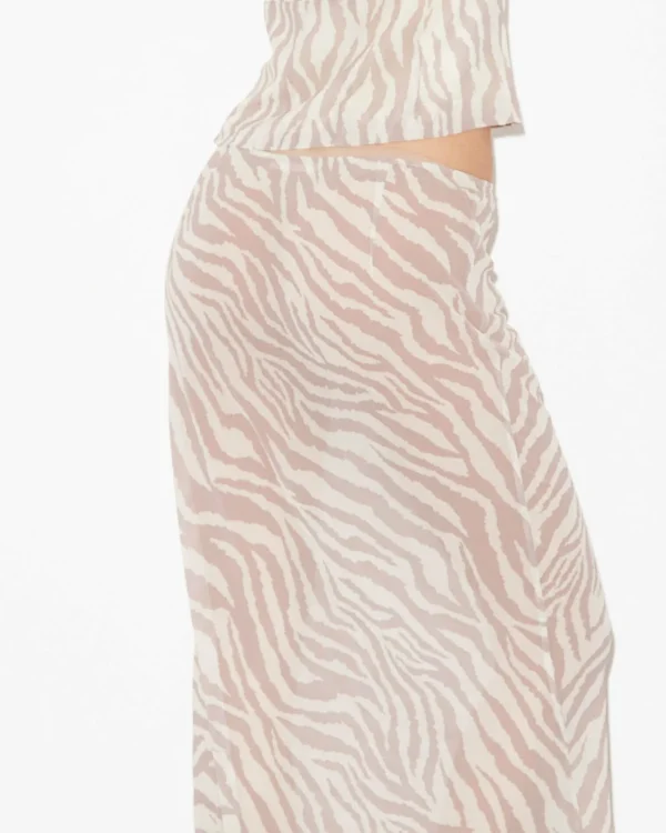 Clearance STUDIO Cassie Low Rise Sheer Slip Skirt In Beige