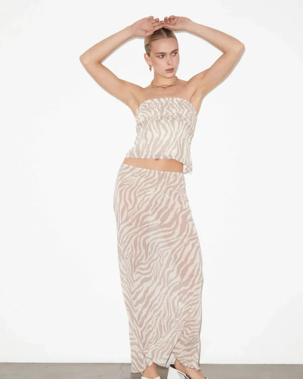 Shop STUDIO Cassie Ruched Corset Top In Beige
