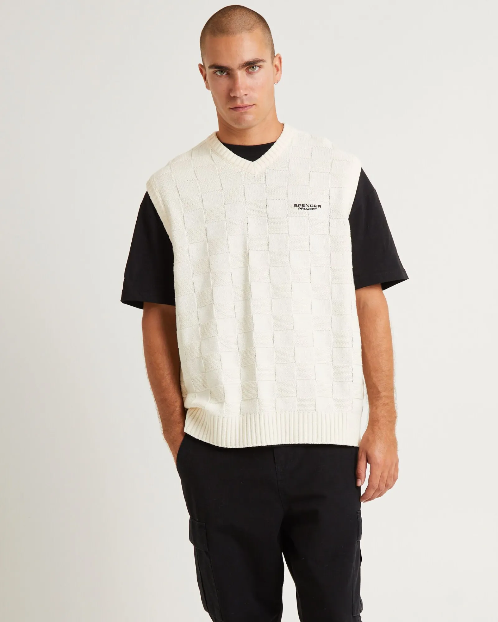 check_knit_vest_0.webp Discount SPENCER PROJECT Check Knit Vest