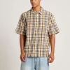 Cheap AFENDS Check Out Recycled Short Sleeve Shirt In Moonbeam Check