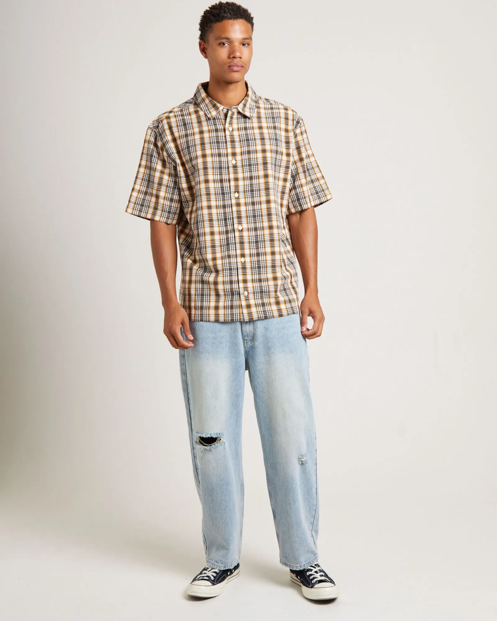 check_out_recycled_short__2.webp Cheap AFENDS Check Out Recycled Short Sleeve Shirt In Moonbeam Check