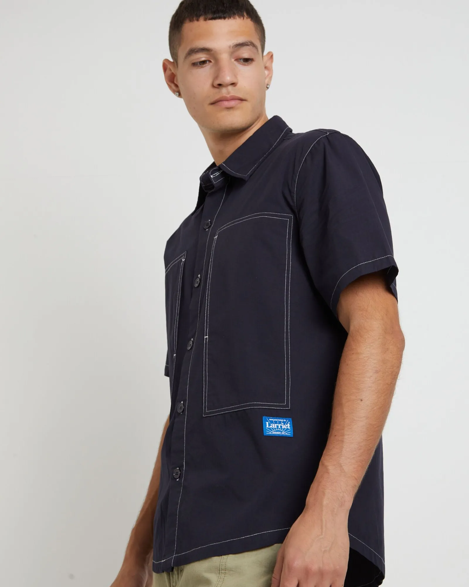cliff_short_sleeve_shirt__0.webp Outlet LARRIET Cliff Short Sleeve Shirt In Navy
