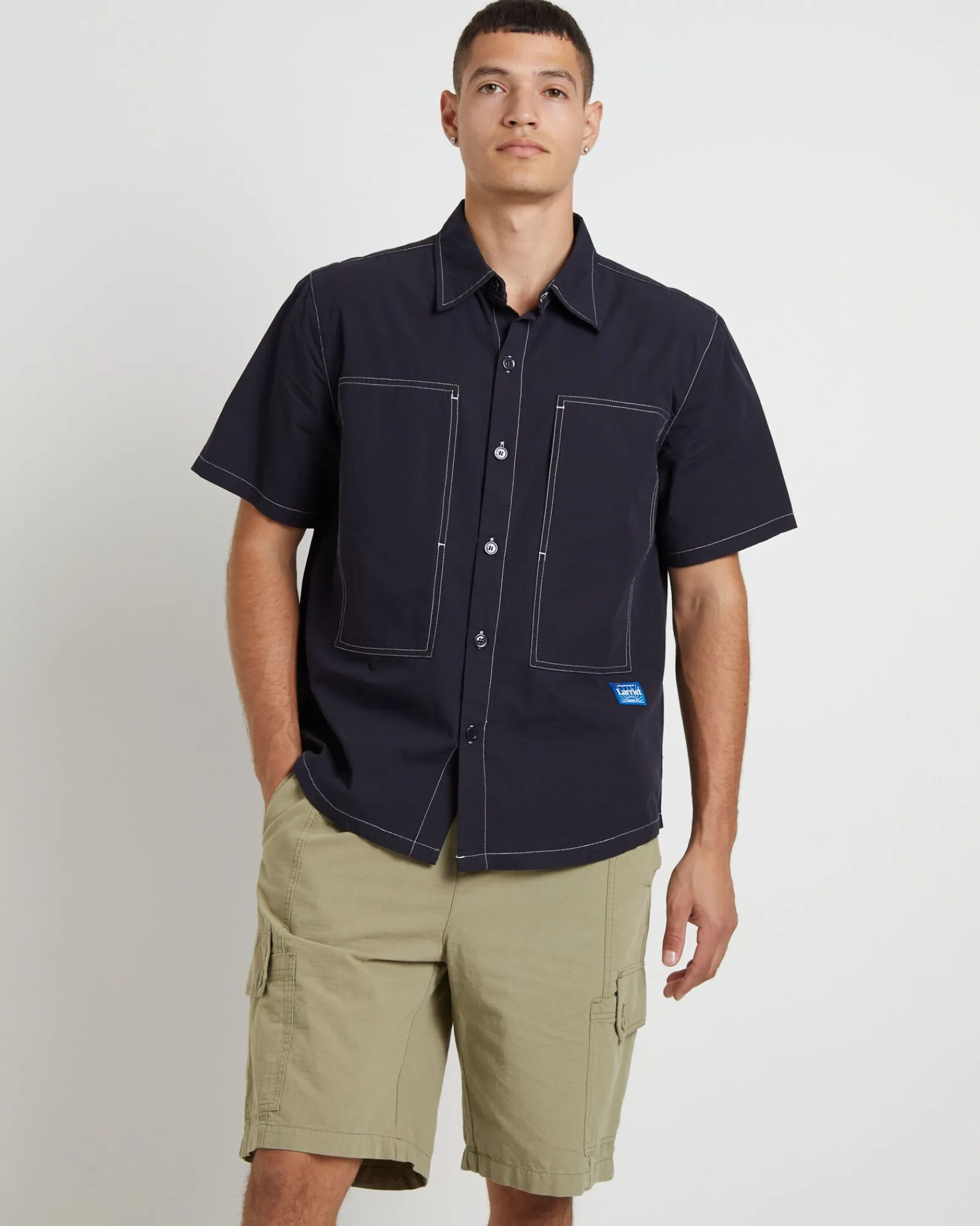cliff_short_sleeve_shirt__1.webp Outlet LARRIET Cliff Short Sleeve Shirt In Navy