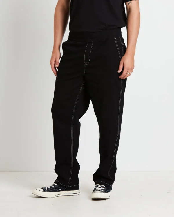 New TAIKAN Contrast Stitch Carpenter Pants In Black