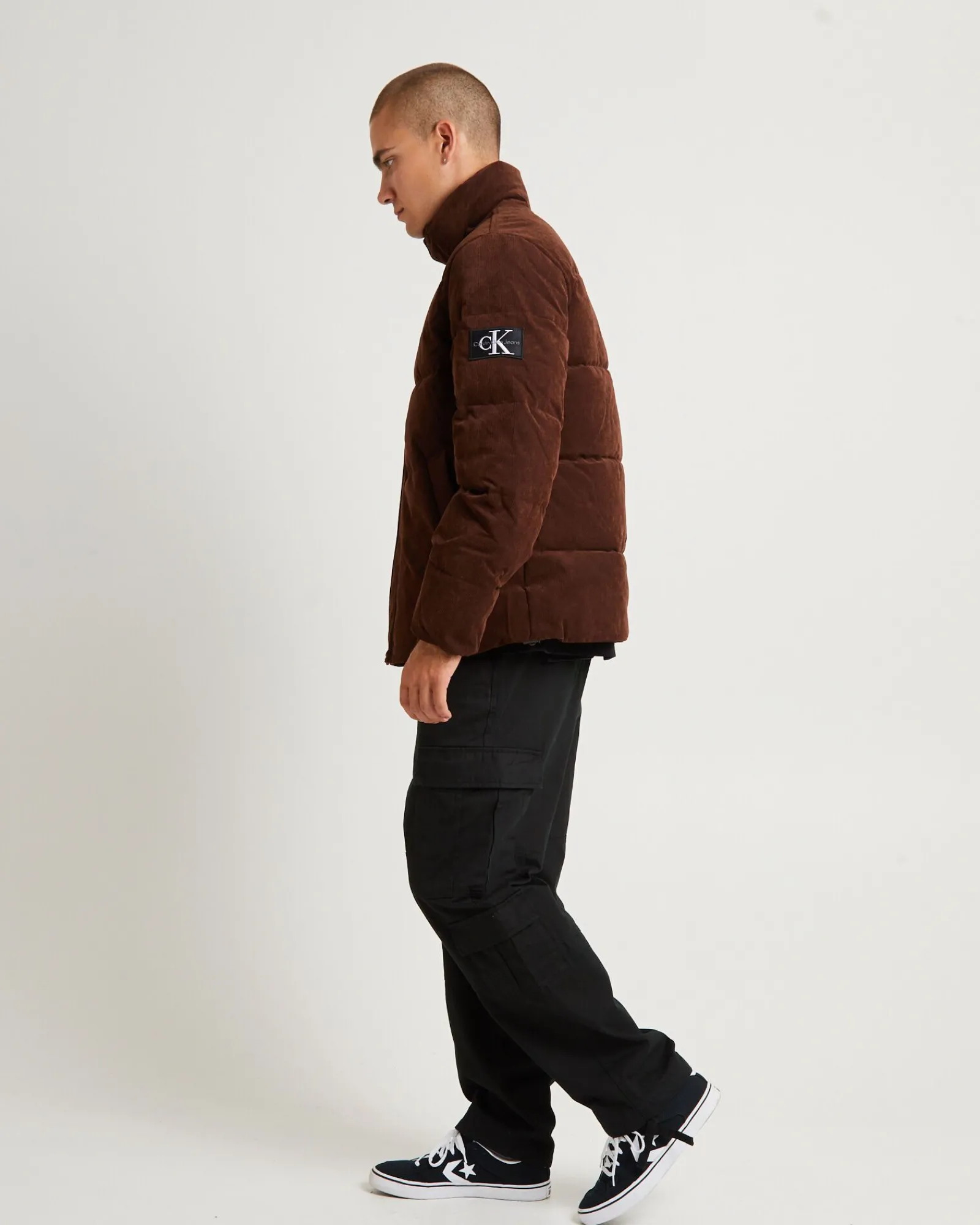 corduroy_puffer_jacket_da_3.webp Clearance CALVIN KLEIN Corduroy Puffer Jacket Dark Chestnut