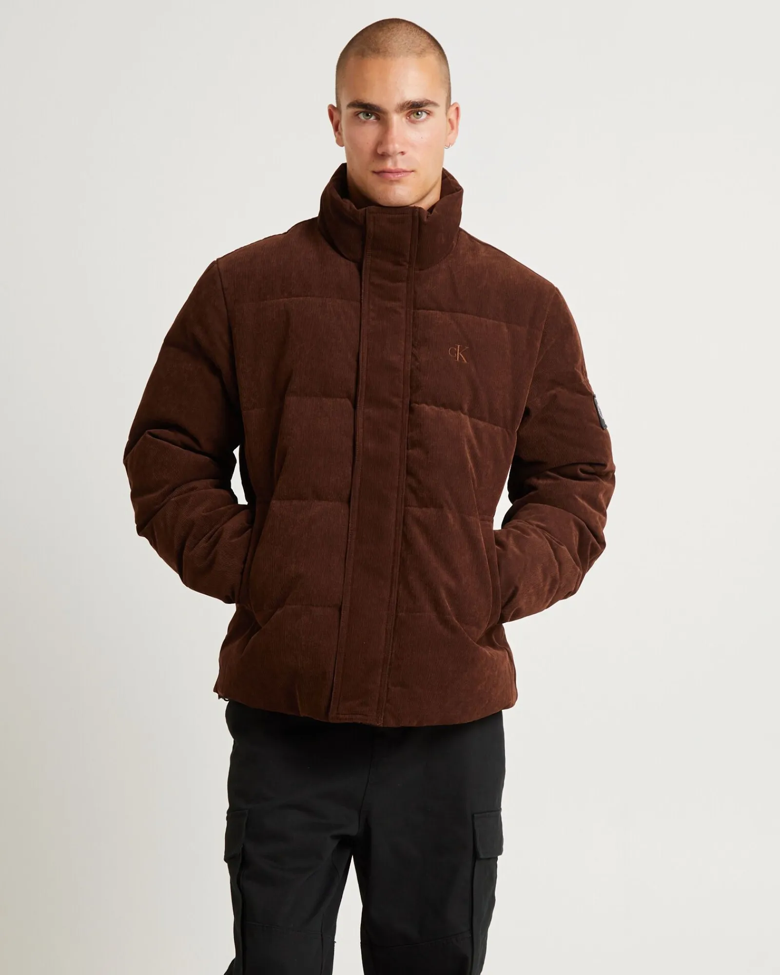 corduroy_puffer_jacket_da_4.webp Clearance CALVIN KLEIN Corduroy Puffer Jacket Dark Chestnut