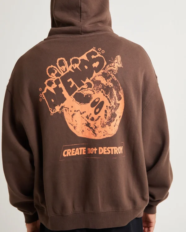 New AFENDS Cosmic Life Recycled Zip Hoodie Coffee