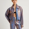 Flash Sale CALVIN KLEIN Cropped Metallic Denim Shirt Jacket