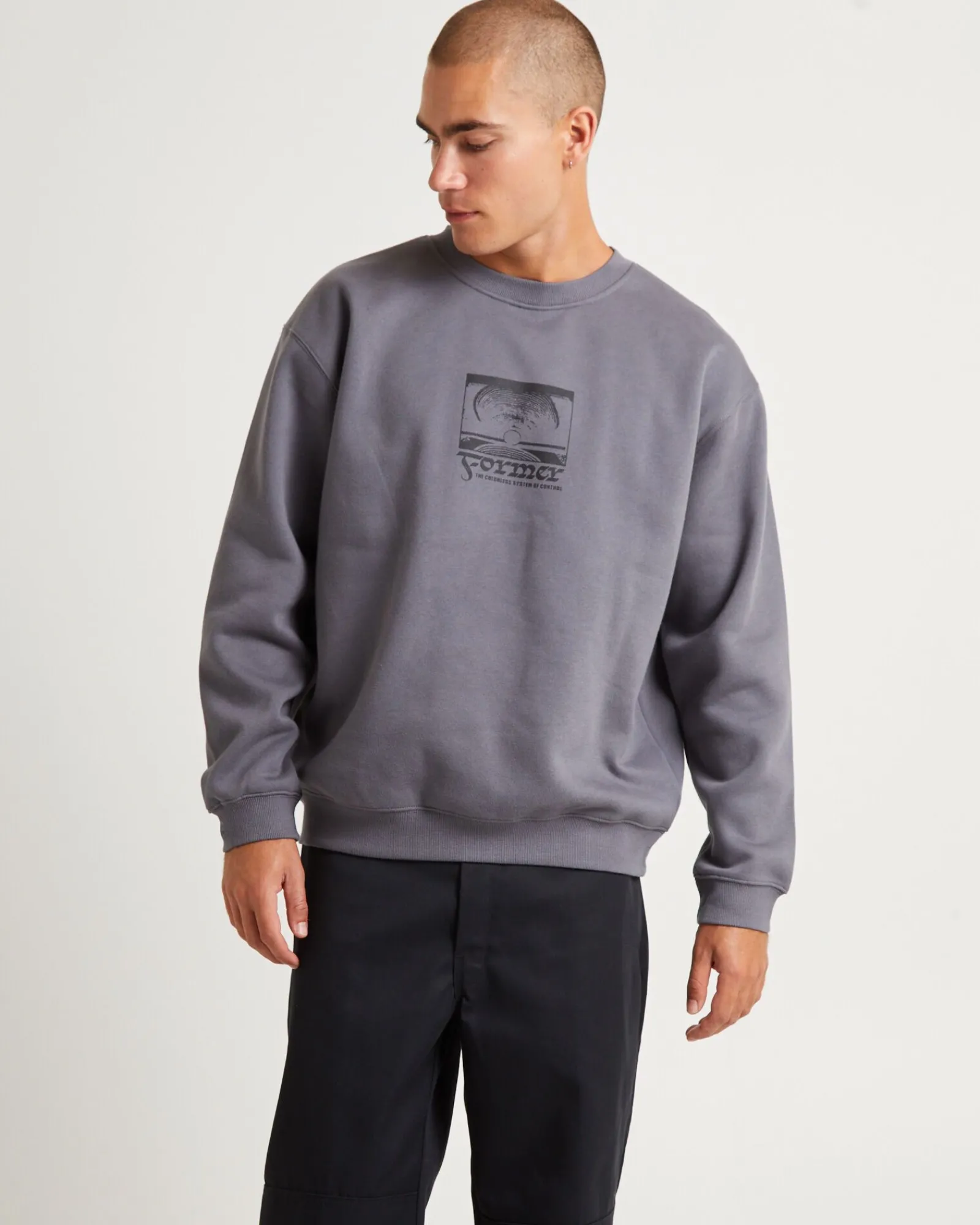 crux_tribute_crew_jumper__0.webp Store FORMER Crux Tribute Crew Jumper Iron Grey