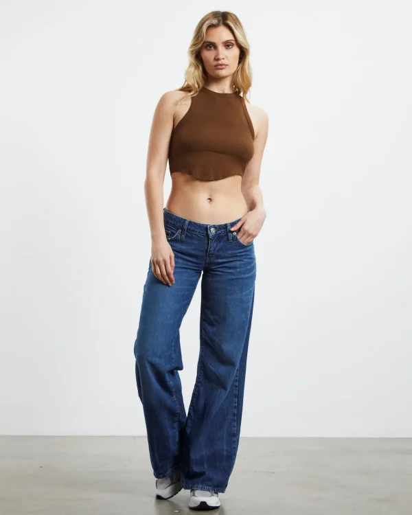 New BDG URBAN OUTFITTERS Curved Hem Tank Chocolate Brown