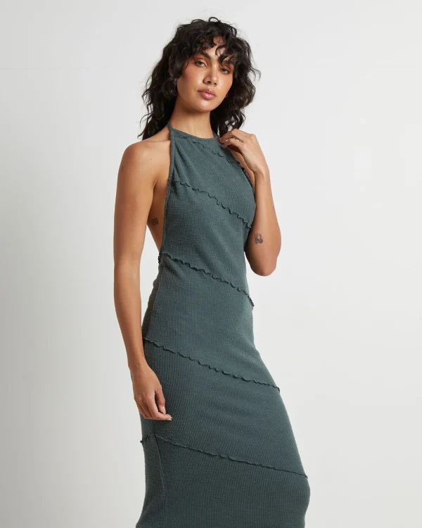 Cheap NEON HART Daphne Panelled Seam Backless Halter Dress In Slate