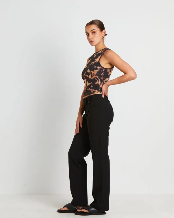 Shop NEON HART Dark Cloud Mesh Cut Off Tank Top In Brown