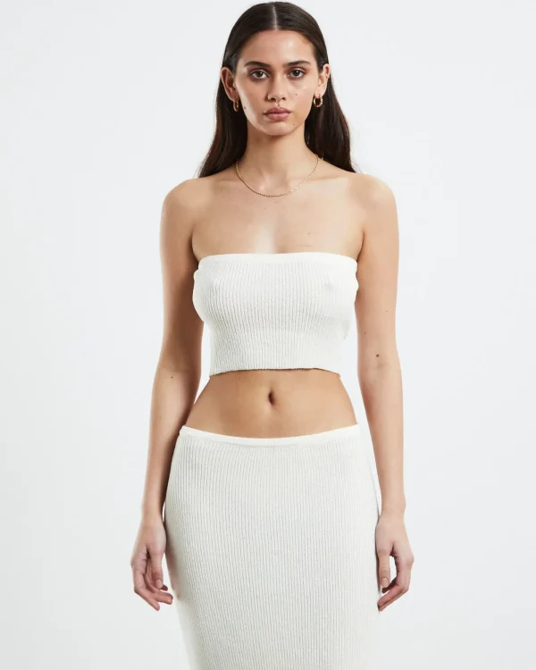 Cheap SNDYS Davia Knit Crop Top Off White
