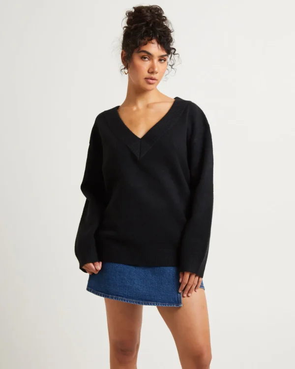 Sale SUBTITLED Deep V Neck Slouchy Jumper