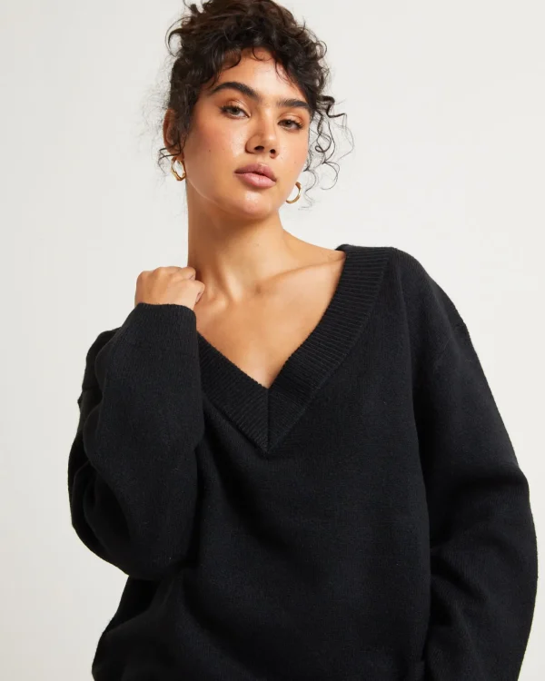 Sale SUBTITLED Deep V Neck Slouchy Jumper