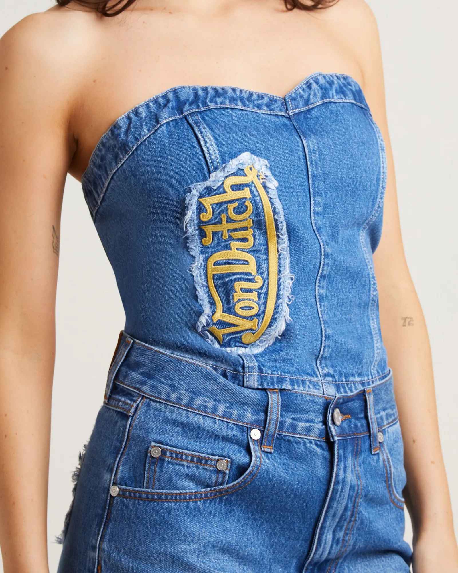 denim_bustier_top_in_blue_4.webp Cheap VON DUTCH Denim Bustier Top In Blue