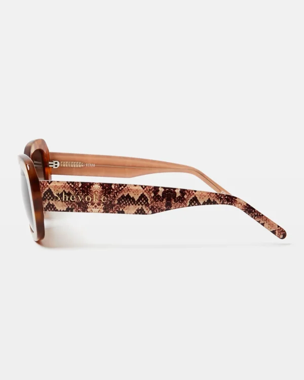 New SHEVOKE Devon Snake Sunglasses Tort Brown