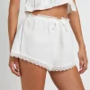 Online SUBTITLED Dolce Lace Trim Cotton Shorts In White