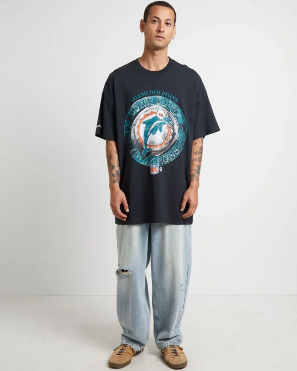 Cheap MITCHELL & NESS Dolphins Tour Short Sleeve T-Shirt In Black