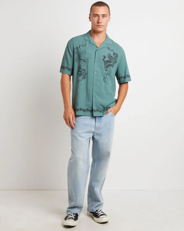 Hot INSIGHT Draco Short Sleeve Resort Shirt In Teal