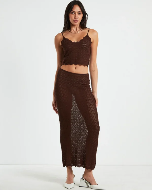 Store ALICE IN THE EVE Eleanora Lace Knit Cami Dark Chocolate Brown
