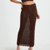 Shop ALICE IN THE EVE Eleanora Lace Knit Maxi Skirt Dark Chocolate Brown